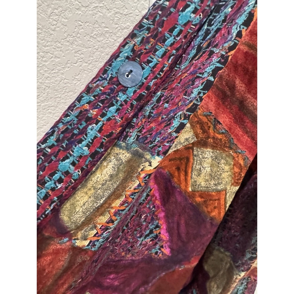 Vintage Indie Jacket Cardigan Abstract Art Grunge 70s Hippie Festival Large XL - Picture 5 of 5